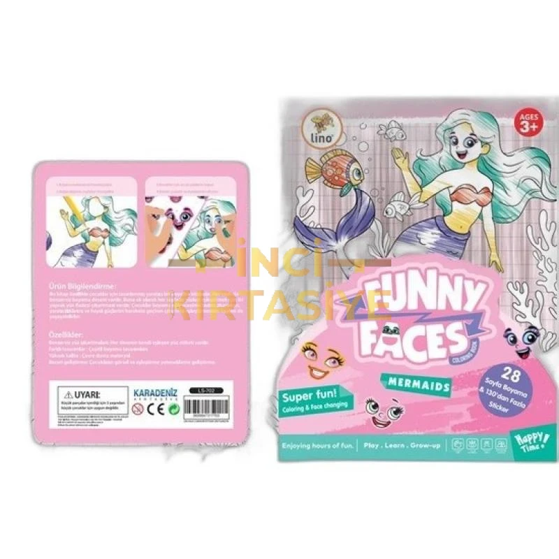 LİNO FUNNY FACES STİCKERLI BOYAMA KİTABI DENİZ KIZI