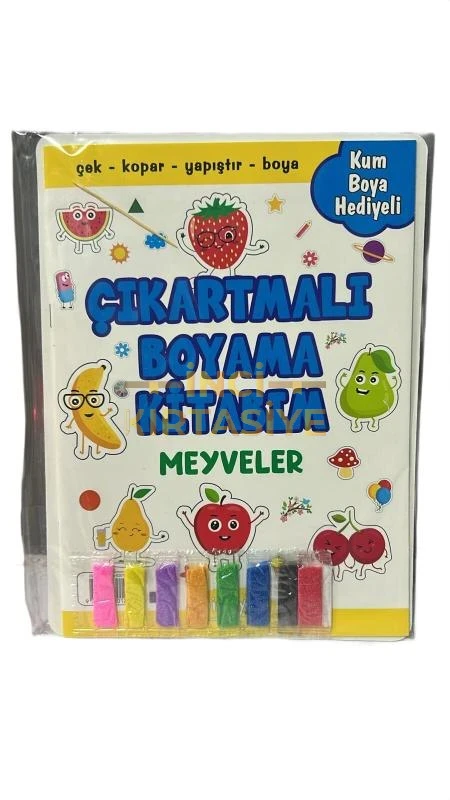 MEYVELER BOYAMA KİTABI ÇIKARTMALI KUM BOYAMA HEDİYELİ