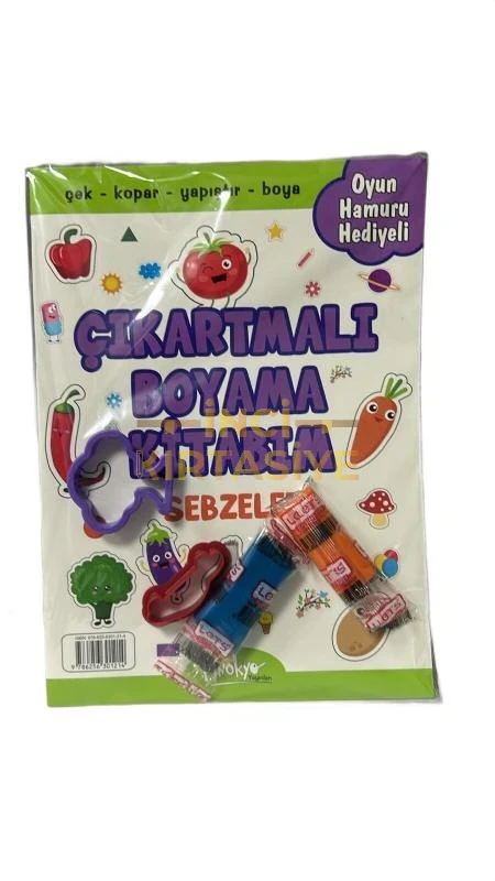 ÇIKARTMALI OYUN HAMURU HEDİYELİ BOYAMA KİTABIM SEBZELER
