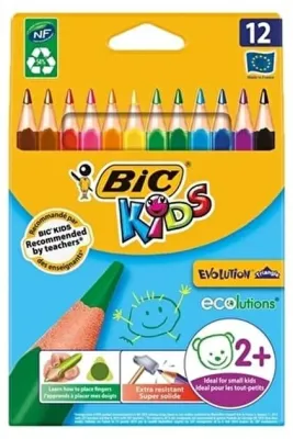 BIC EVOLUTION ÜÇGEN JUMBO 12'Lİ KURU BOYA KALEMI