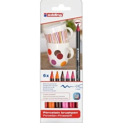 EDDİNG 4200 PORSELEN KALEMI 6LI SET- SICAK RENKLER (E-4200)