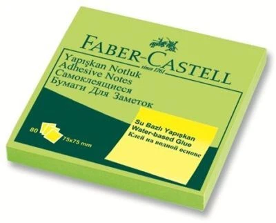 FABER-CASTELL 75X75MM YAPIŞKAN NOTLUK FOSFORLU YEŞİL