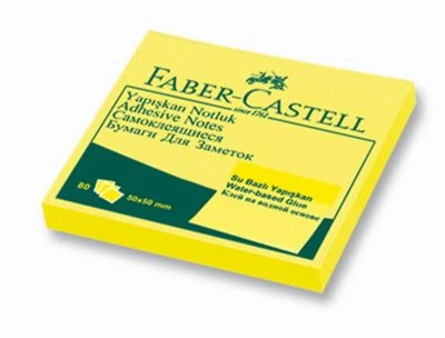 FABER-CASTELL YAPIŞKAN NOTLUK 50X50MM FOSFORLU SARI