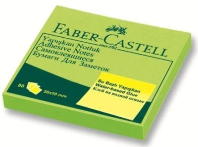 FABER-CASTELL YAPIŞKAN NOTLUK 50X50MM FOSFORLU YEŞİL