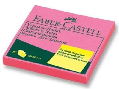 FABER-CASTELL YAPIŞKAN NOTLUK 50X50MM FOSFORLU PEMBE
