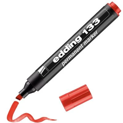EDDİNG 133 PERMANENT MARKER KOLİ KALEMİ KESİK UÇLU KIRMIZI