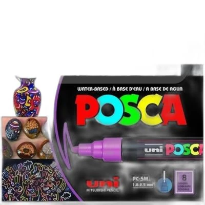 UNİ POSCA 1.8-2.5 SU BAZLI POSTER MARKÖRÜ KOYU RENK 8Lİ