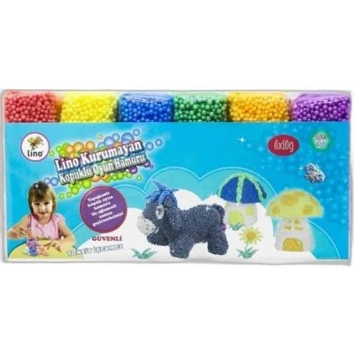 LİNO KURUMAYAN KÖPÜKLÜ OYUN HAMURU PVC KUTU ALTILI SET