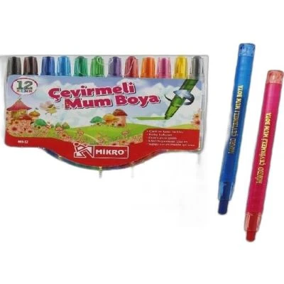 MİKRO MB-12 ÇEVİRMELİ MUM BOYA 12 Lİ