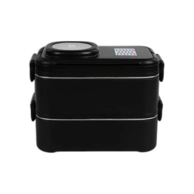 UZSPACE SİYAH İKİ KATLI DÖRT BÖLMELİ ÇELİK BESLENME KABI 1200ML
