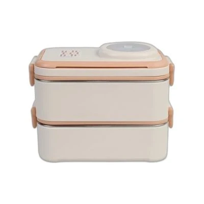 UZSPACE ŞEFTALİ BEYAZI İKİ KATLI DÖRT BÖLMELİ ÇELİK BESLENME KABI 1200ML