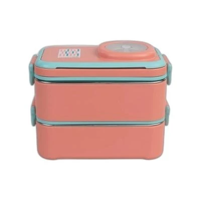 UZSPACE İRİS KIRMIZISI İKİ KATLI DÖRT BÖLMELİ ÇELİK BESLENME KABI 1200ML