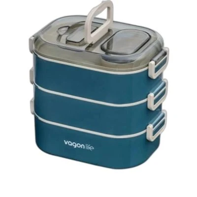 VAGONLIFE XC-7083 1450 ML. 3 KATLI ÇELİK BESLENME KABI