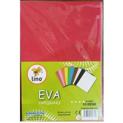 LİNO EVA 20X30 CM.10 RENK 2MM. YAPIŞKANLI 10'LU PAKET
