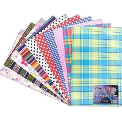 LİNO EVA 20X30 CM.10 RENK 2MM. KUMAŞ DESENLİ 10'LU PAKET