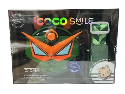 COCO SMİLE ÖZEL KUTULU 630 ML PİPETLİ ROBOT TEMALI TRİTAN SU MATARASI YEŞİL