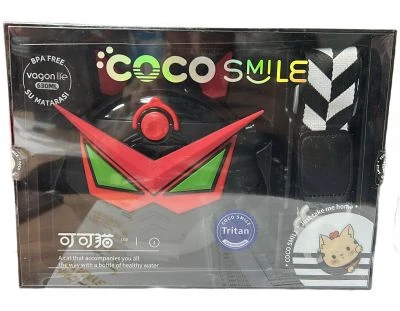 COCO SMİLE ÖZEL KUTULU 630 ML PİPETLİ ROBOT TEMALI TRİTAN SU MATARASI SİYAH KIRMIZI