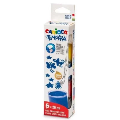 CARİOCA TEMPERA SULUBOYA SÜPER YIKANABİLİR FIRÇALI 5*25 ML 5 RENK KARIŞIK