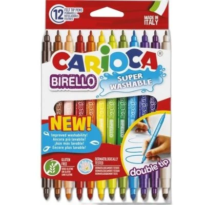 CARİOCA BIRELLO SÜPER YIKANABİLİR ÇİFT TARAFLI KEÇELİ BOYA KALEMİ 12'Lİ