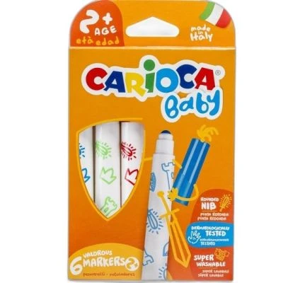 CARİOCA JUMBO BEBEK SÜPER YIKANABİLİR KEÇELİ BOYA KALEMİ 6'LI 2+ YAŞ