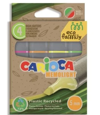 CARİOCA ECO FAMILY FOSFORLU İŞARETLEME KALEMİ 4'LÜ 4 RENK