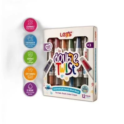 LETS L03007 6LI ÇİFT TARAFLI ÇEVİRMELİ MUM BOYA 12RENK