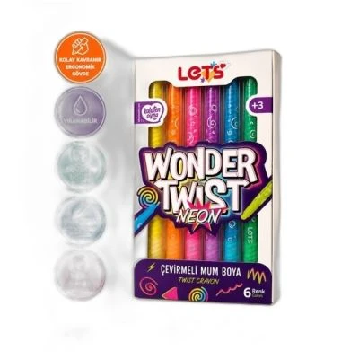 LETS 6 RENK WONDER TWİST NEON ÇEVİRMELİ MUM BOYA