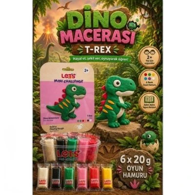 LETS OYUN HAMURU DİNO MACERASI T-REX 6 RENK 120G