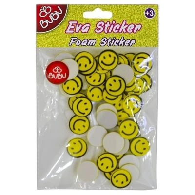 BU-BU EVA STICKER GÜLEN YÜZ KÜÇÜK 12'Lİ PVC