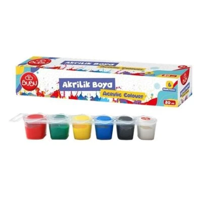 BU-BU AKRİLİK BOYA 6 RENK BİRLEŞİK POT 20ML.