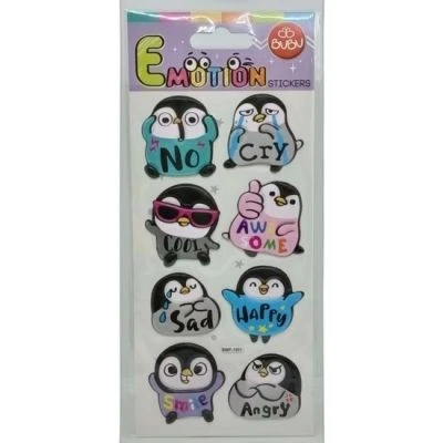 BU-BU EMOTIONS PUFFY STICKERS PENGUIN & MESSAGE 9X21
