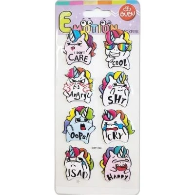 BU-BU EMOTIONS PUFFY STICKERS UNICORN & MESSAGE 9X21