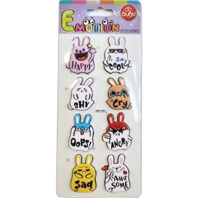 BU-BU EMOTIONS PUFFY STICKERS RABBIT & MESSAGE 9X21