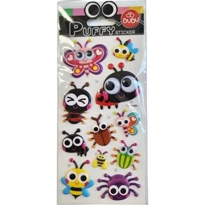 BU-BU PUFFY STICKERS OYNAR GOZLU KELEBEK&ARI&UGUR BOCEGI 9X21