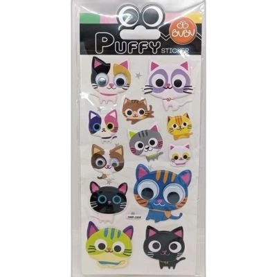 BU-BU PUFFY STICKERS OYNAR GOZLU KEDILER 9X21