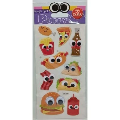 BU-BU GOOGLY EYES PUFFY STICKER FASTFOOD 9X21