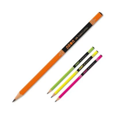 FABER-CASTELL MERCANLI NEON RENKLER 2B ÜÇGEN KURŞUNKALEM 12'Lİ