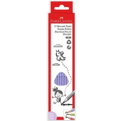FABER-CASTELL MERCANLI 2B KURŞUNKALEM PASTEL RENKLER 12'Lİ PAKET