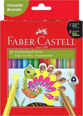 FABER-CASTELL COMFORT KEÇELİ KALEM 24'LÜ 6 NEON 6 METALİK 12 KLASİK
