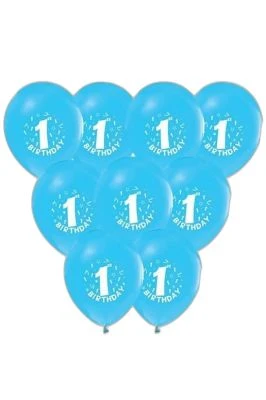 BALON PERAKENDE BASKILI 1 YAŞ MAVİ RENKLİ 16 LI