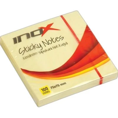 INOX 75X75 YAPIŞKANLI NOT KAĞIDI SARI 100LÜ