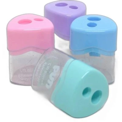 PUTİ ÇİFT BÖLMELİ PASTEL RENK PLASTİK KALEMTRAŞ