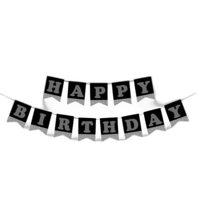 KİKA HAPPY BİRTHDAY HARF AFİŞ SİMLİ SİYAH GÜMÜŞ