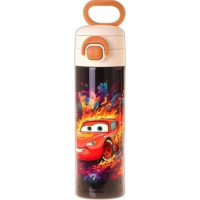 KAUKKO KİDS 520 ML YARIŞ ARABASI BASKILI KIRMIZI - SİYAH ERKEK ÇOCUK ÇELİK TERMOS MATARA