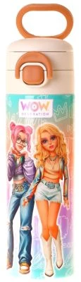 WOW GENERATİON 520 ML STAR DESENLİ PEMBE - MOR KIZ ÇOCUK ÇELİK TERMOS MATARA
