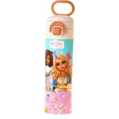 WOW GENERATİON 520 ML BUTTERFLY BASKILI TURKUAZ - PEMBE KIZ ÇOCUK ÇELİK TERMOS MATARA