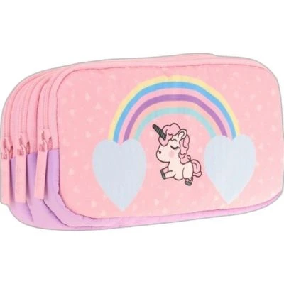 KAUKKO KIDS 3 BÖLMELİ KALEM ÇANTASI (MAGIC RAINBOW)