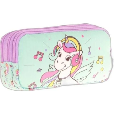 KAUKKO KIDS 3 BÖLMELİ KALEM ÇANTASI (TOYS UNICORN)