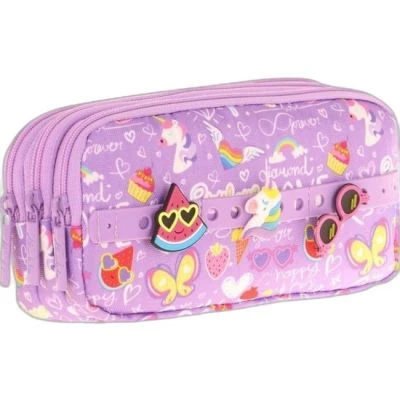 KAUKKO KIDS 3 BÖLMELİ KALEM ÇANTASI (FANCY SUMMER)