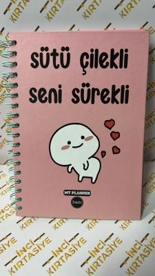 BAM TASARIMLI KONUŞAN AJANDA SÜTÜ ÇİLEKLİ SENİ SÜREKLİ